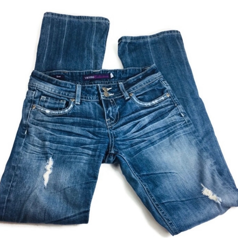 Vigoss Collection Distressed Boot Cut Jeans